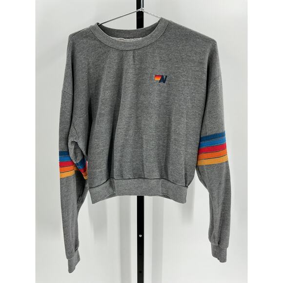 Aviator Nation 'Rainbow' Grey Sweatshirt Size XS - Picture 2 of 4